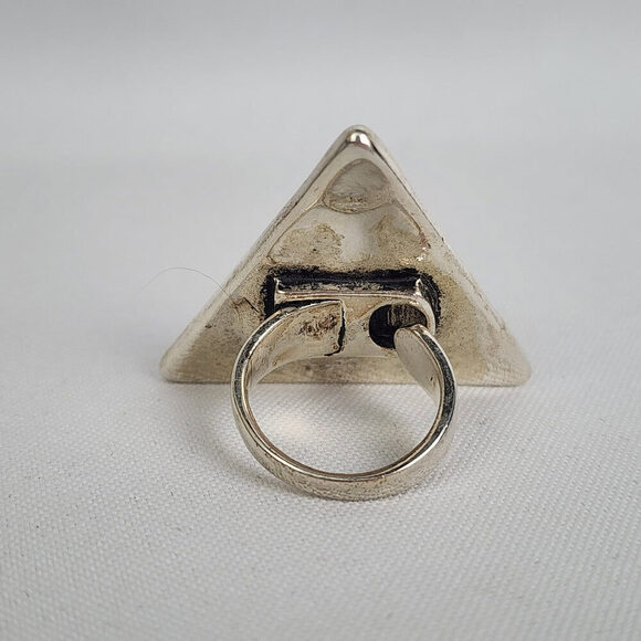 A&C Adjustable Ring with Large Faceted Triangle Glass Stone - Picture 4 of 6